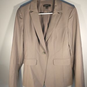 Ann Taylor Virgin Wool Blend Stone Gray Blazer Lined 1 Button Notch Collar Sz 2